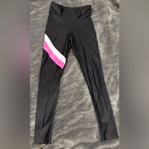 Koral Black Leggings with Pink and White Stripe